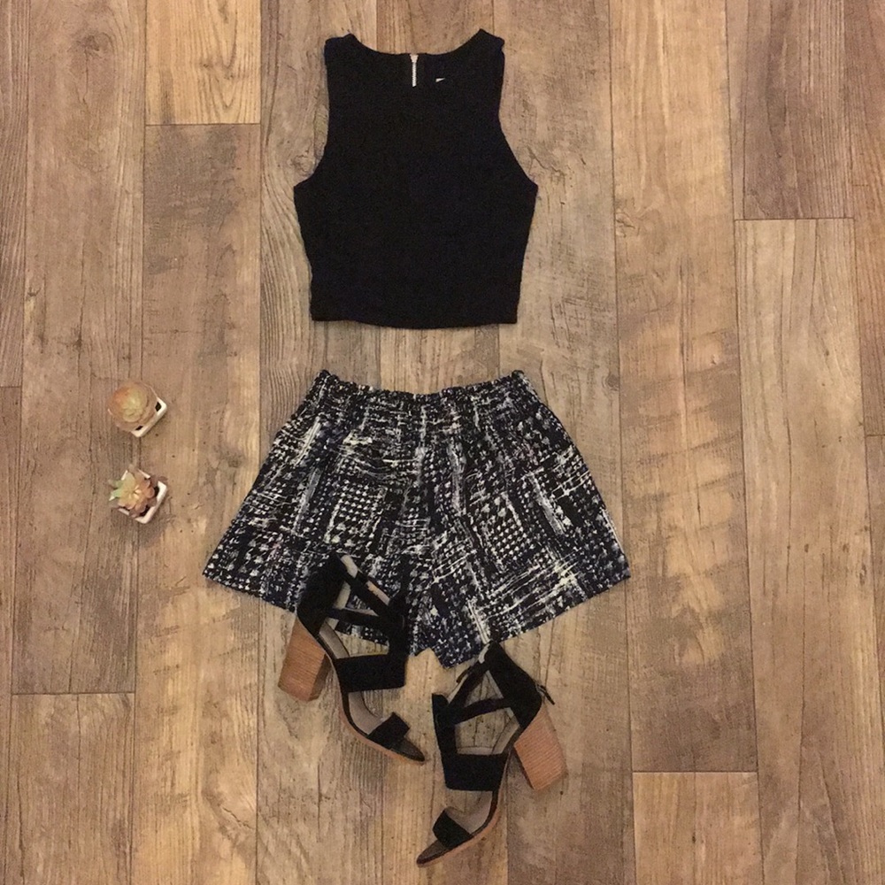Angie black gray and white colored shorts